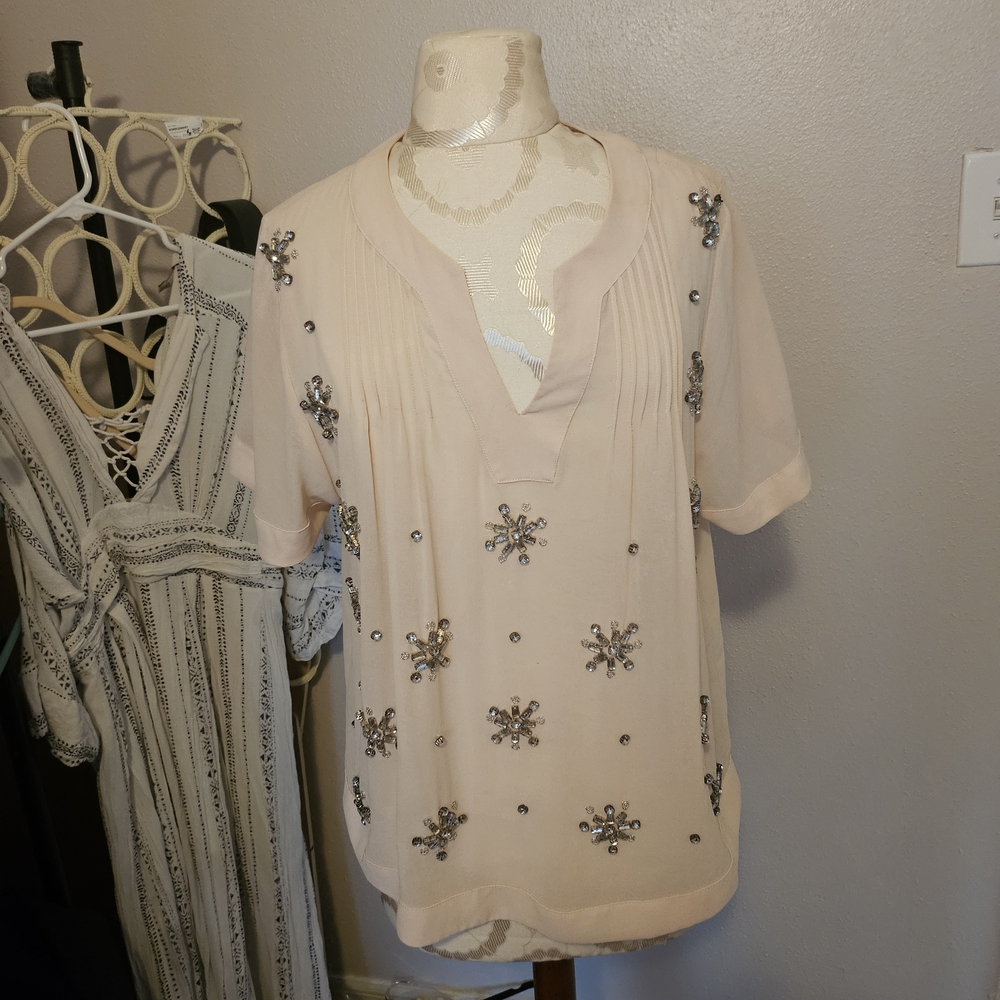Forever 21 Blush Embellished Blouse